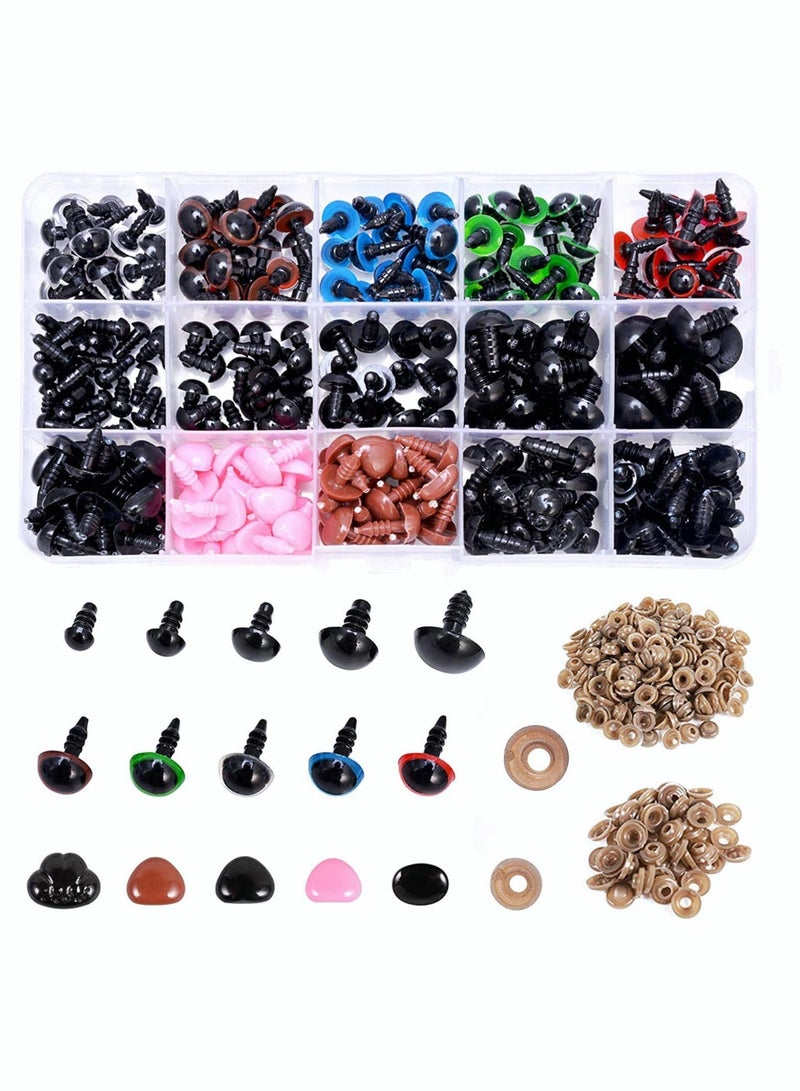 SYOSI Plastic Safety Eyes and Noses with Washers for Amigurumi Crafts Crochet Toy and Stuffed Animals 570 Pcs - Image 1