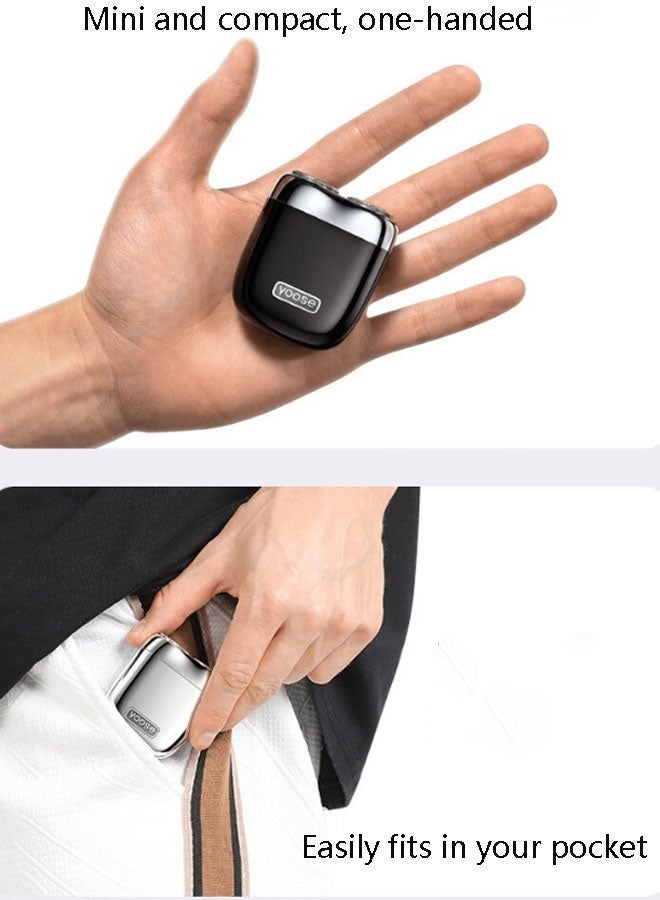 يوز ماكينة حلاقة كهربائية بسيطة للرجال - ماكينة حلاقة صغيرة محمولة للسفر مع رأس عائم، حجم صغير للغاية، مقاومة للماء، شحن سريع من النوع C، ضوضاء منخفضة، مثالية للعناية الشخصية في أي وقت (فضي) - Image 4