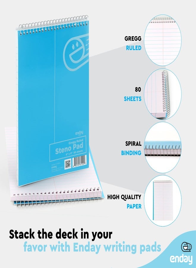 Enday Steno Pads Spiral 6 x 9 inches, Gregg Rule White Paper, 80 Sheets Steno Notebook for writing in Pink, Purple, Green, Blue, Red, Grey, Color May Vary (3 Pack) - Image 3