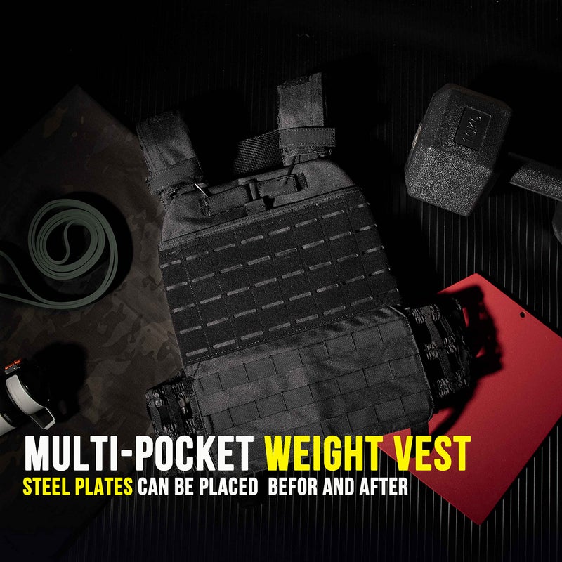 PETAC GEAR Weighted Vest For Men Workout Adjustable Strength Training Vests for Workouts Running Endurance Women Gym Fitness Weight Clothing(BK) - Vest Only - Image 3