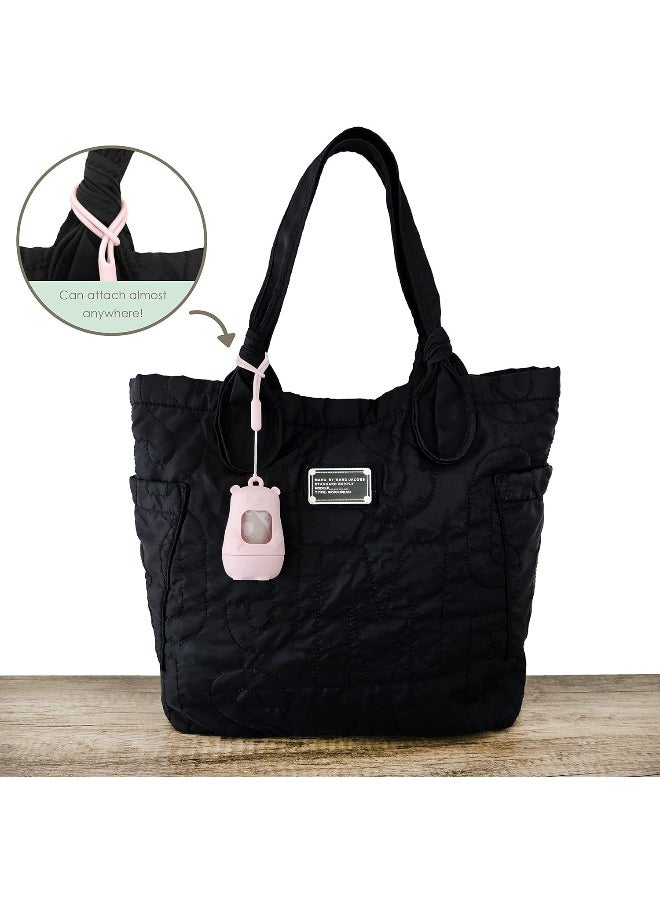 moodie Moodie Teddy Bear Diaper Bag Dispenser | On-the-Go Dispenser With Silicon Strap | 15 Unscented Disposal Bags per Roll | Essential Items (Rosie Pink)  - Image 4