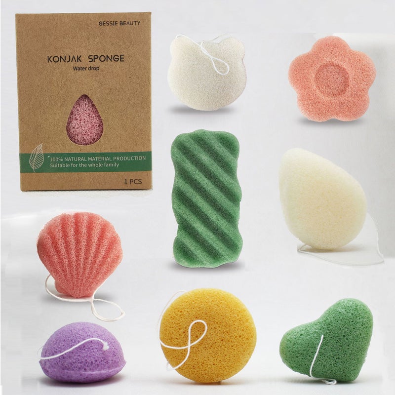 كونجاك وجه غسيل مربع كونجاك إسفنجة قابلة للتحلل الحيوي كونجاك غسيل القطن نبات تنظيف التخصيص الإسفنجة - Image 3