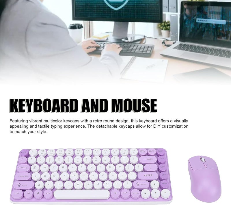 Yechiry Wireless Keyboard and Mouse Combo, 85 Key Cordless Keyboard with 2.4 Ghz USB Receiver, 9° Tilt Angle Round Keycap Wireless Mouse for Pc Laptop Computer - Image 2