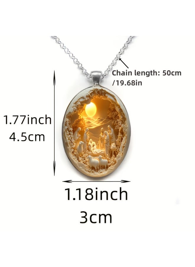 Generic with Nativity Scene Pendant – Christmas Religious Jewelry, Holiday Gift for Women, Nativity Christmas Tree Ornament Pendant**  - Image 5