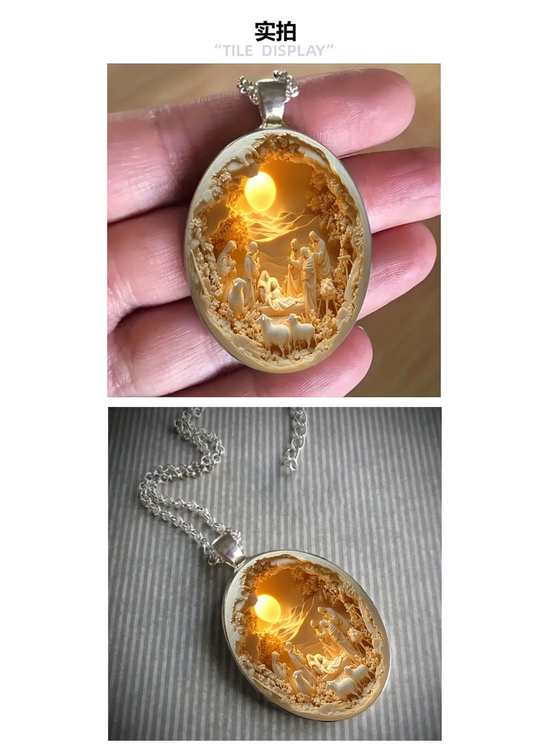 Generic with Nativity Scene Pendant – Christmas Religious Jewelry, Holiday Gift for Women, Nativity Christmas Tree Ornament Pendant**  - Image 3
