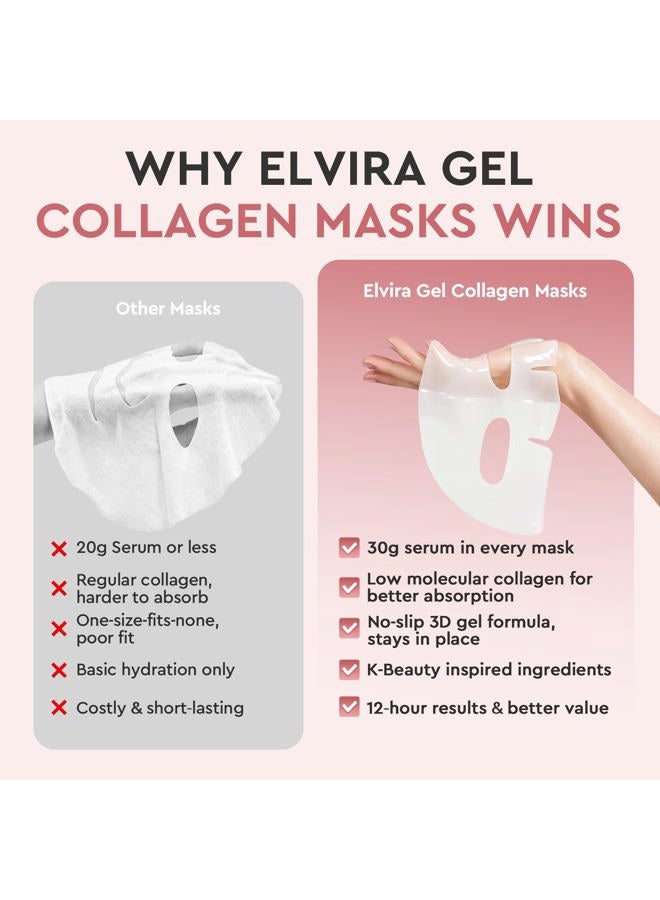 Elvira Bio-Collagen Face Mask - Deep Hydration Night Face Mask, Korean Skin Care, Facial Treatments & Masks for Women - Firmness & Hydration, Pack of 4 - Image 2