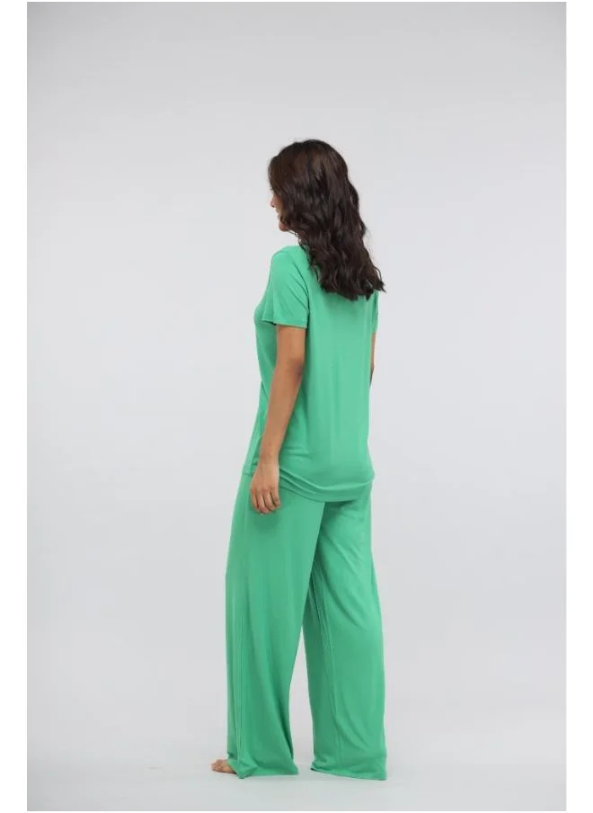 نسيسيرا Green Bee Flared Modal Lounge Set with Knot Top