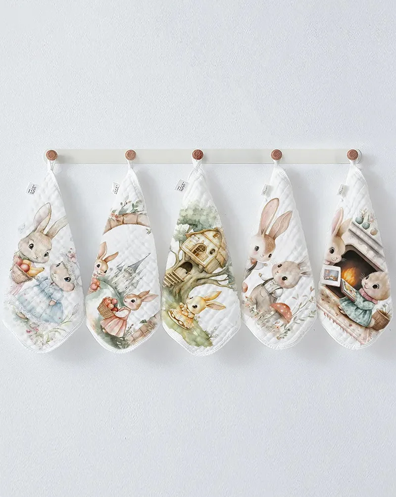 LITTLE SURPRISE BOX Little Surprise Box, 5 pcs woodland theme super soft breathable pure Muslin cotton Napkins set