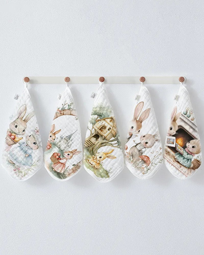 LITTLE SURPRISE BOX Little Surprise Box, 5 pcs woodland theme super soft breathable pure Muslin cotton Napkins set  - Image 1