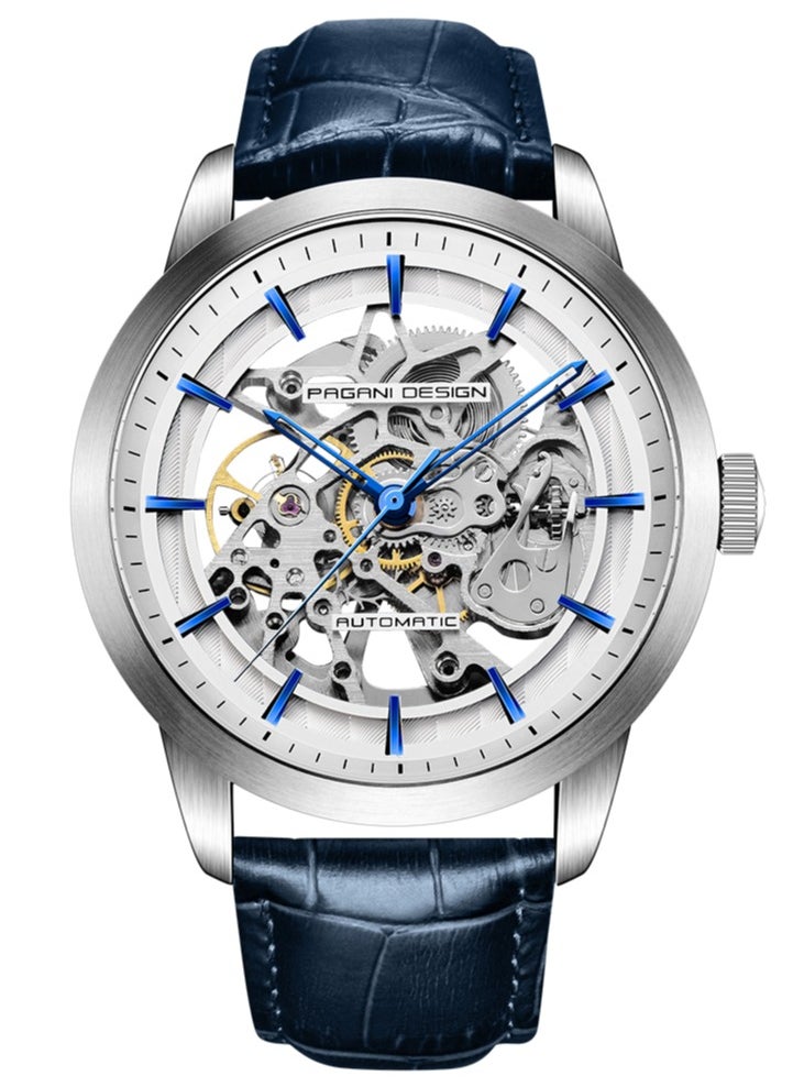 PAGANI DESIGN Men's Skeleton Automatic Watches Genuine Leather Strap Waterproof Wrist Watch for Man  - Image 1