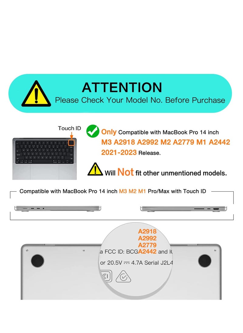 حافظة مطاطية متوافقة مع ماك بوك برو 14 بوصة إصدار 2024--2021 M3 A2918 A2992 M2 A2779 M1 A2442 Pro Max Chip مع Touch ID، غطاء بلاستيكي صلب واقٍ، شفاف - pzsku/ZEB636FC9C928CDE3084DZ/45/_/1706610781/f140ab7b-62cc-4a0c-86e1-dcb877b8e05f