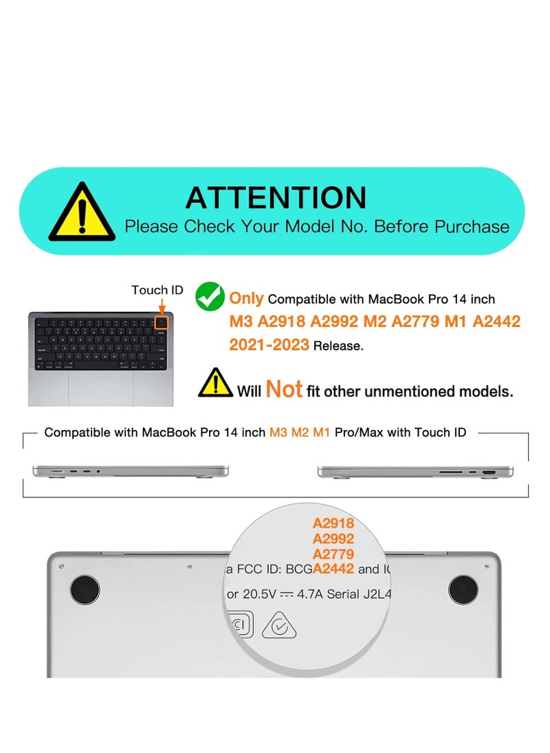 Generic - Rubberized Case Compatible with MacBook Pro 14 inch 2024--2020 Release M4 A3112/A3185/A3401 M3 A2918/A2992 M2 A2779 M1 A2442 Pro Max Chip with Touch ID, Protective Plastic Hard Shell Case Cover, Frost Clear - Image 1