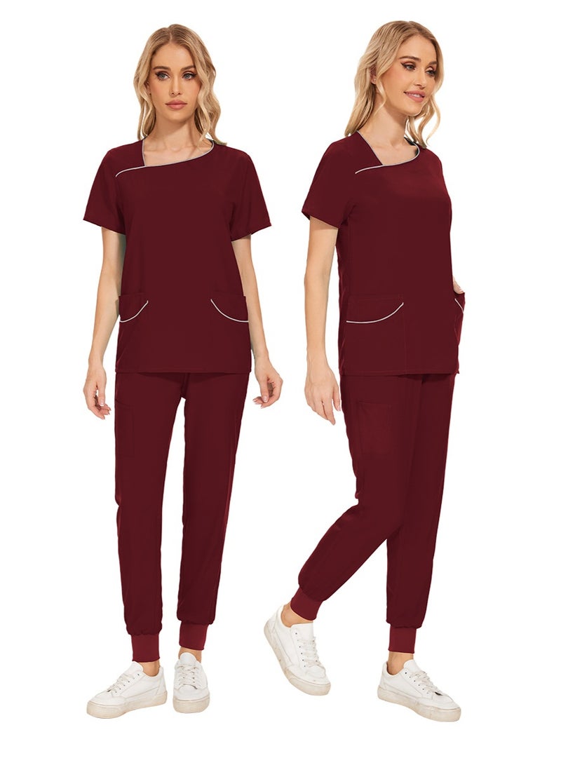 NIBEMINENT Women's Solid Work Thin Casual And Comfortable Nursing Uniform, Color Blocking Design - Image 3