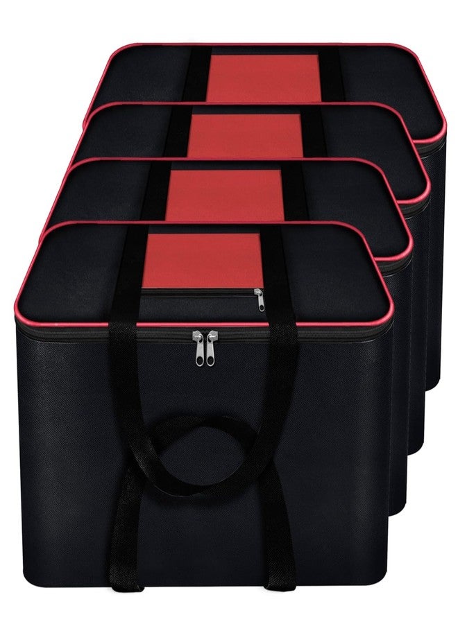 Parowart Under-Bed Organizer Jumbo Storage Bag - Fabric Storage Bag for Clothes, Bedding, Towels; Foldable, Water-Resistant, Breathable Closet Organizer, Red (Pack of 4 Black) - Image 1