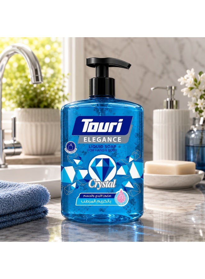 Touri Elegance Liquid Hand & Body Soap – Crystal (500ml) – Infused with Moisturizing Cream & Special Perfume – Refreshing, Gentle & Deeply Hydrating for All Skin Types - Image 3
