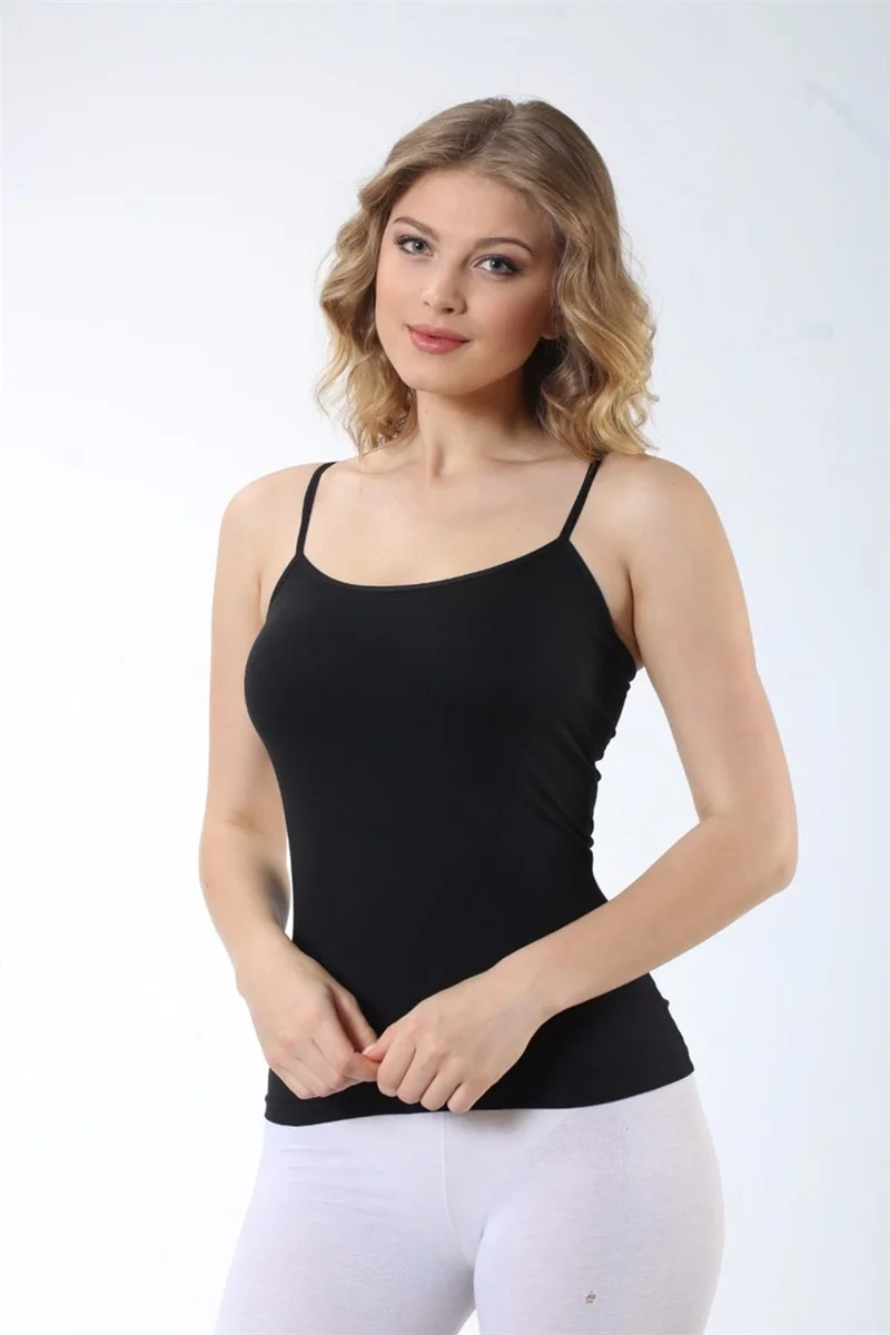 Arma Yıldız Arma Star Women's Black Ribbed Rope Strap Undershirt 6-Pack