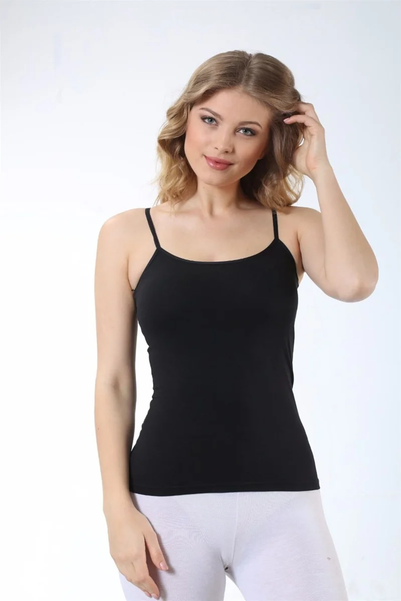 Arma Yıldız Arma Star Women's Black Ribbed Rope Strap Undershirt 6-Pack