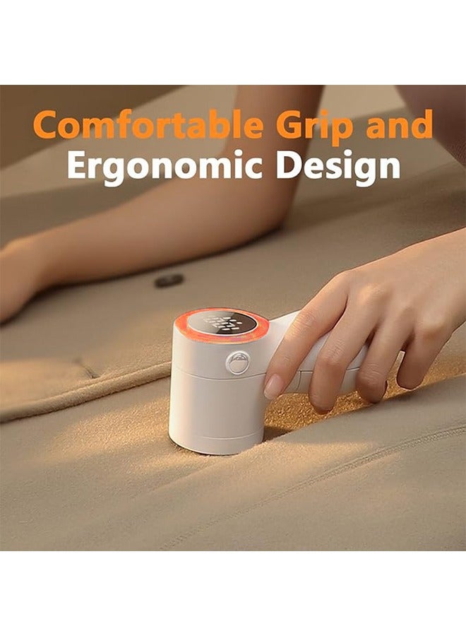 AOLION Fabric Shaver Lint Remover for Clothes Replaceable Blades Electric Lint Shaver with Digital Display 3-Speeds Defuzzer for Removing Fuzz and Pill from Sweater 1200mAh White  - Image 5