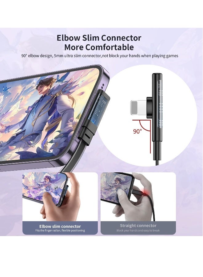 Cable Lightning Fast Charger Flat Wire 90 Degree Right Angle Elbow for iPhone 14 13 12 11 Pro Pro Max Xs Max X XS XR 8 8Plus 7 7Plus iPod iPad No Knotting Support Data Transfer Black 6ft - Image 2