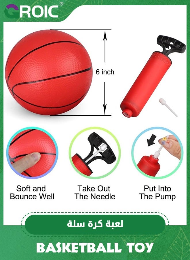 GROIC 5 Pack 6" Basketball Set with Pump,PVC Basketballs for Mini Basketball Hoop,Children's Rubber Basketball, Teenage Basketballs,Fun Sports for Kids - Image 2
