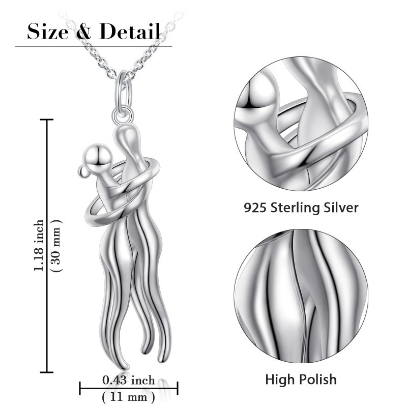 FLYOW Hug Couple Necklace S925 Sterling Silver Hugging Necklace Beloved Jewelry for Him and Her,Lover Valentines day Gift - Image 5