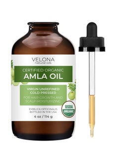 velona Elona Amla Oil Usda Certified Organic 4 Oz (With Dropper) ; 100% Pure And Natural Carrier Oil ; Extra Virgin Unrefined Cold Pressed ; Hair Growth Body Face & Skin Care ; Use Today Enjoy Results  - Image 1