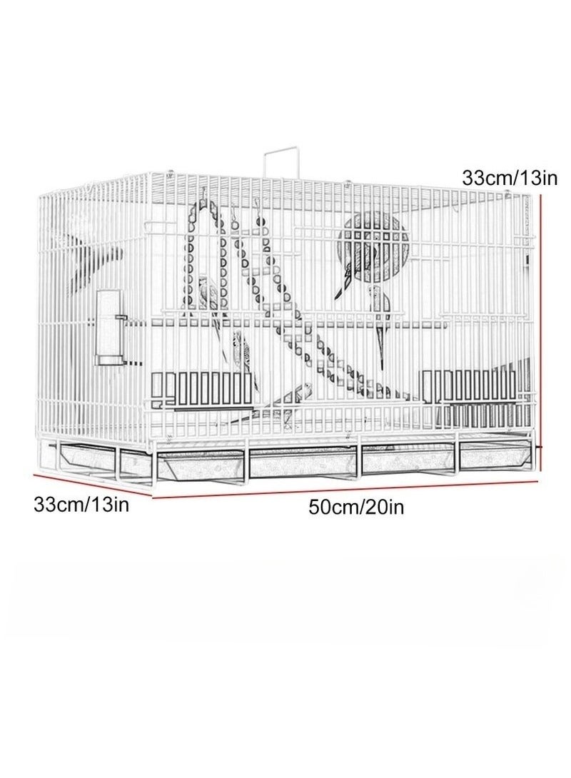 شو وو قفص طيور فاخر قابل للطي كبير الحجم مزود بشبكة معززة للاستخدام الداخلي، يتضمن صينية قابلة للإزالة، وأوعية تغذية، وعصي جلوس، وشبكة سفلية، وحوض مياه، وعش، وأرجوحة، وملحقات تربية للببغاوات والحمام والبادجي والكوكاتيل، لون أسود - Image 3