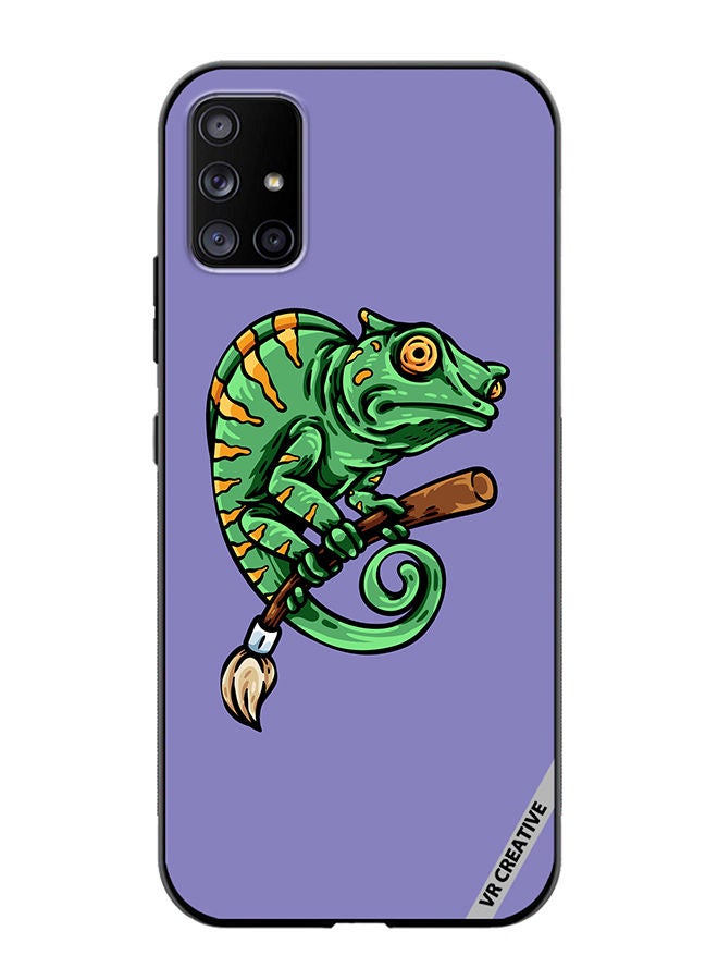 VR CREATIVE Protective Case Cover For Samsung Galaxy A51 5G Chameleon On Broom Design Multicolour - Image 1