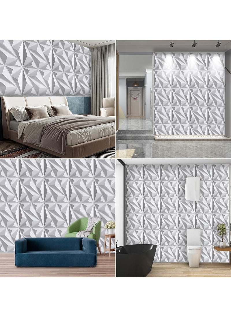 HXDream 12 PCS 3D Wall Panels, 3D Texture PVC Wallpaper, Diamond Design Decorative Wall Cover,Double-sided Tape, Each 30x30cm  - Image 4