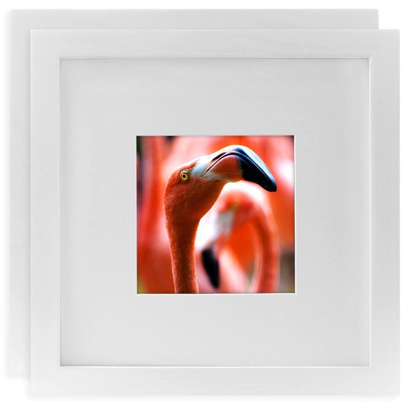 Picture Frames 8x8 White 2 Pack Nature Solid Wood for Wall Mounting and Tabletop Display