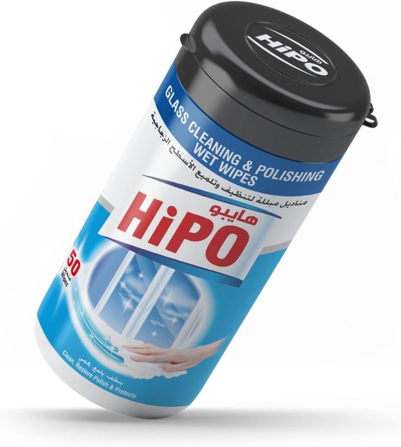HIPO Glass Cleaning and Polishing 50-Wet Wipes, 15 cm x 20 cm Size, Blue - Image 3
