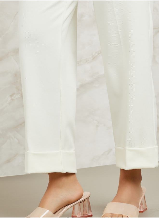 Styli - Solid Tailored Pants with Pockets - Image 1