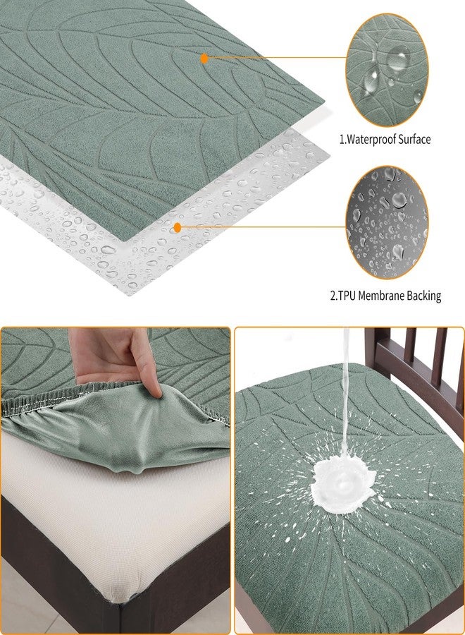 Fuloon Waterproof Seat Cushion Covers 4 PCS, Stretch Dining Room Chair Covers Washable Kitchen Chair Slipcover Protector Removable (Green) - Image 4