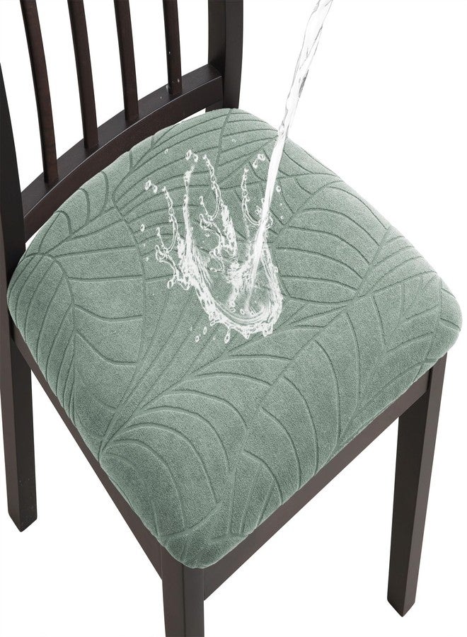 Fuloon Waterproof Seat Cushion Covers 4 PCS, Stretch Dining Room Chair Covers Washable Kitchen Chair Slipcover Protector Removable (Green) - Image 1