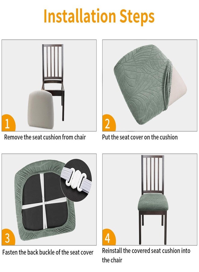 Fuloon Waterproof Seat Cushion Covers 4 PCS, Stretch Dining Room Chair Covers Washable Kitchen Chair Slipcover Protector Removable (Green) - Image 5