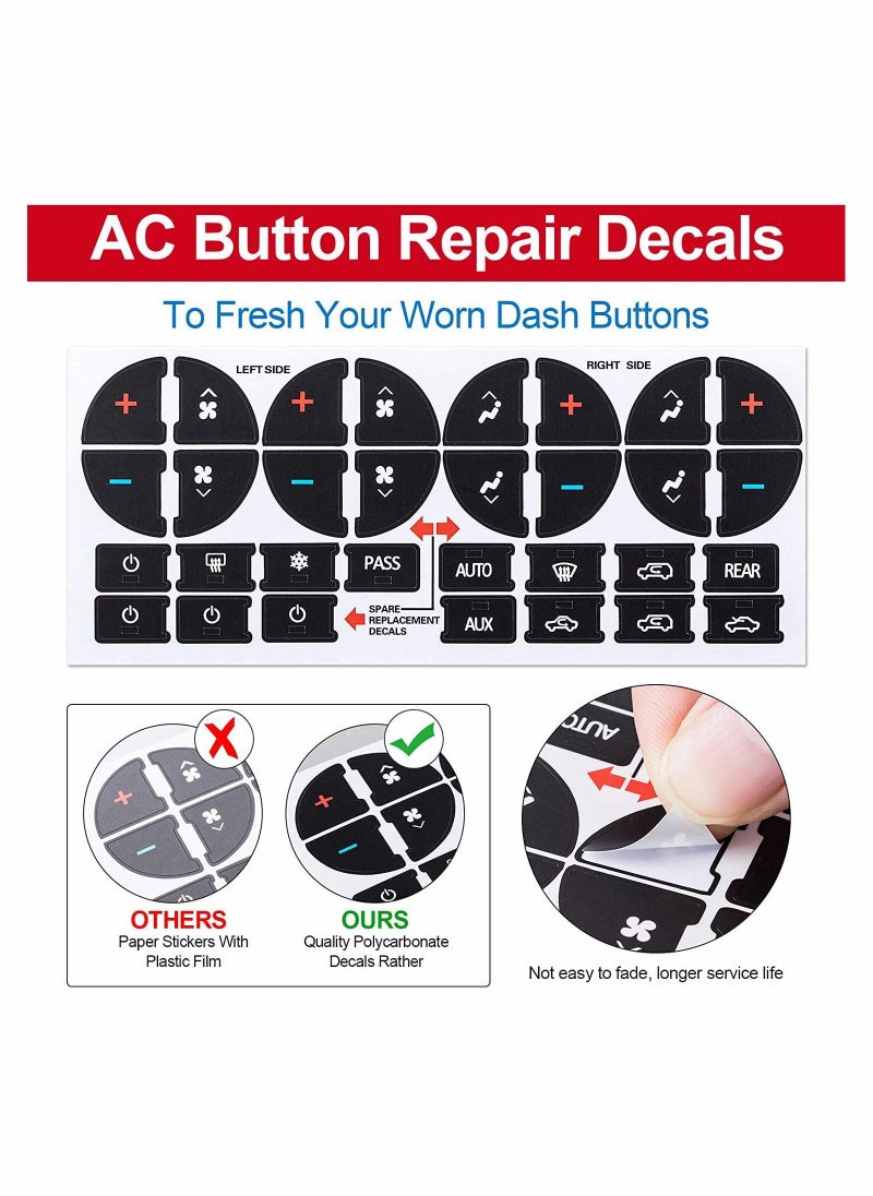 SYOSI - 8Pack AC Dash Button Repair Kit Decal Replacement Truck Accessories Best for Fixing Ruined Faded A C Control Buttons - Image 1