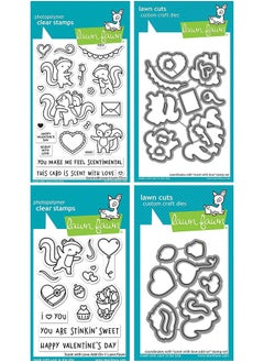 Lawn Fawn Scent With Love & Scent With Love Addon Clear Stamps And Dies Sets Four Item Bundle  - Image 2
