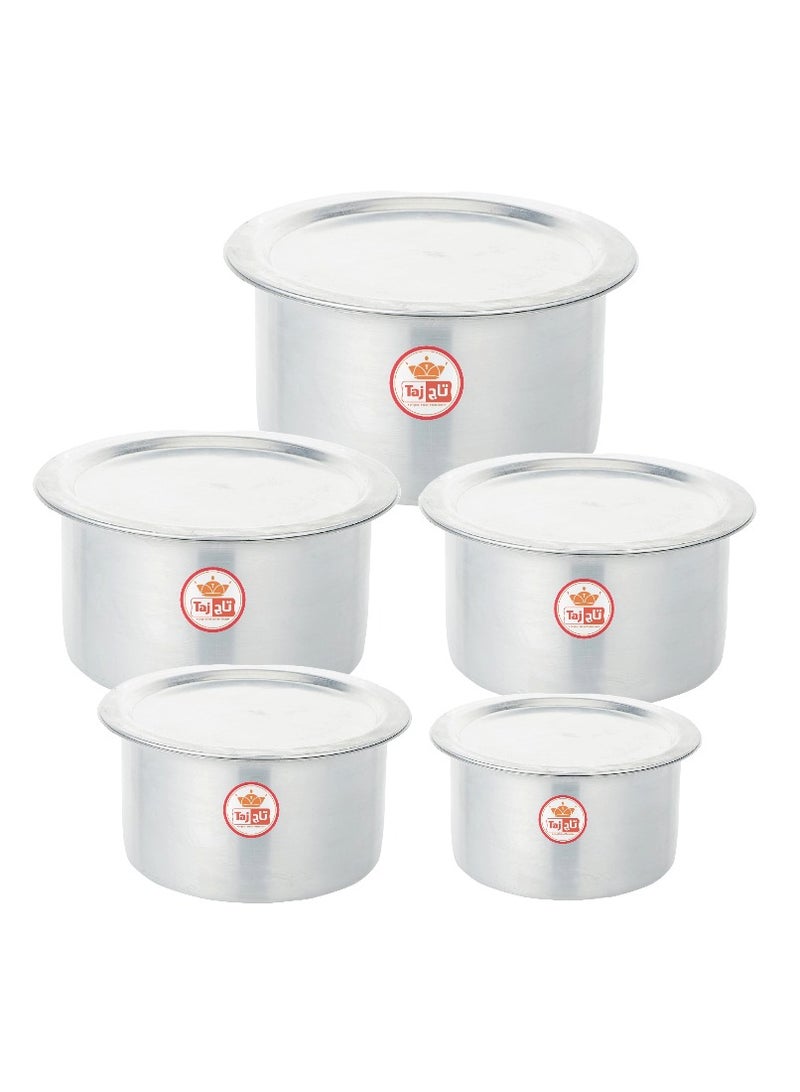 TAJ 10-Pieces Aluminium Cooking Pot Cookware Set Tope 1,1.5,1.75, 2 and 2.5 Liter  - Image 1