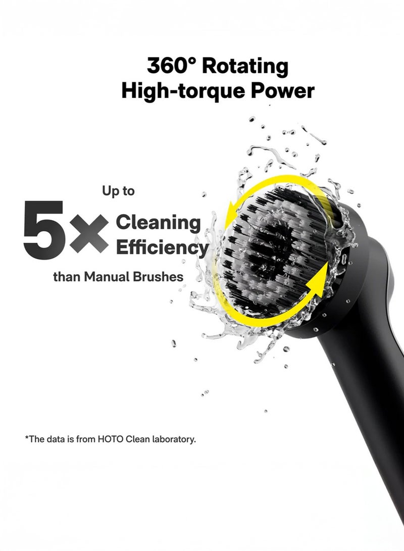 HOTO Wand Cordless Spin Scrubber – 360° Rotating Electric Cleaning Brush with 12 Magnetic Brush Heads, 210-Minute Runtime, IPX7 Waterproof, USB-C Rechargeable - Image 5