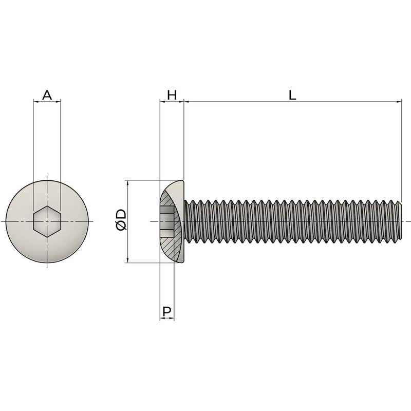 Fullerkreg M6-1.0 x 16 mm Button Head Socket Cap Screws, ISO7380, 18-8 Stainless Steel, Allen Hex Drive by , Quantity 25, Come in a Plastic Case - Image 5