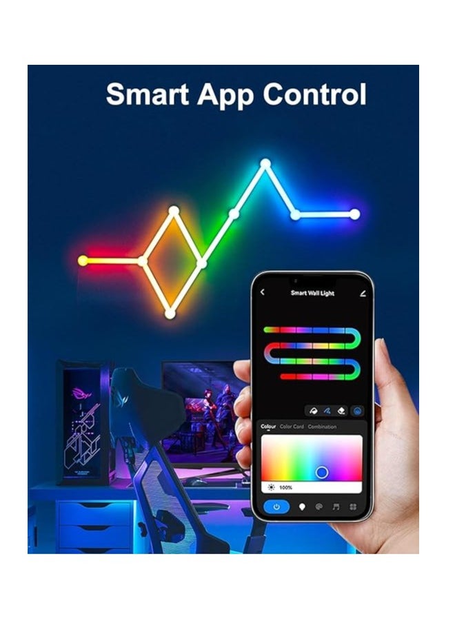 LUMIVE Lumive Smart LED Panel Light Set with WiFi, RGB, dimmable, supports music sync and remote control via app, set of 9 pieces (three-prong plug, Alexa-compatible).  - Image 3