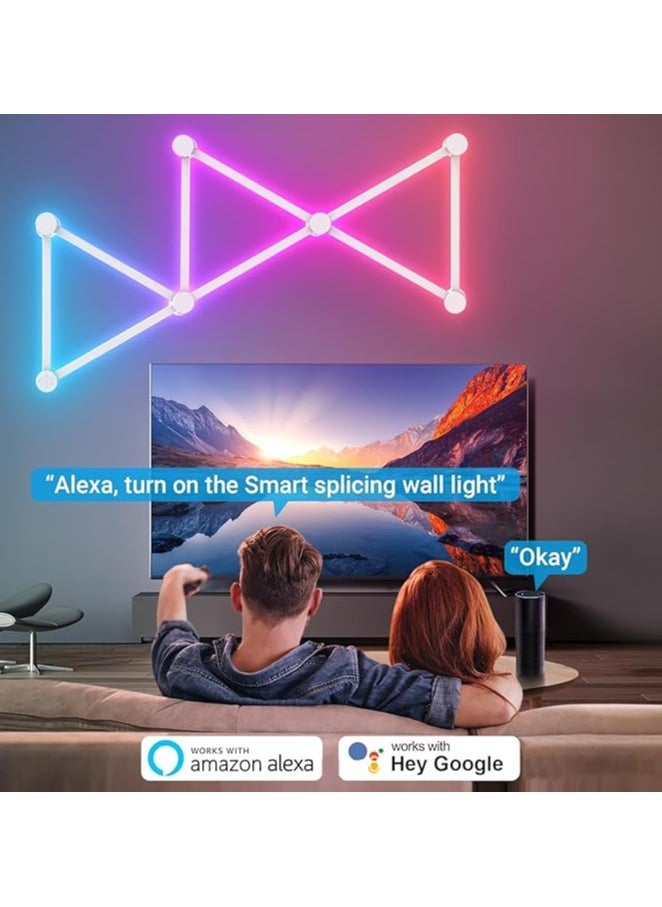 LUMIVE Lumive Smart LED Panel Light Set with WiFi, RGB, dimmable, supports music sync and remote control via app, set of 9 pieces (three-prong plug, Alexa-compatible).  - Image 4