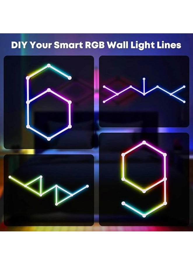 LUMIVE Lumive Smart LED Panel Light Set with WiFi, RGB, dimmable, supports music sync and remote control via app, set of 9 pieces (three-prong plug, Alexa-compatible).  - Image 5