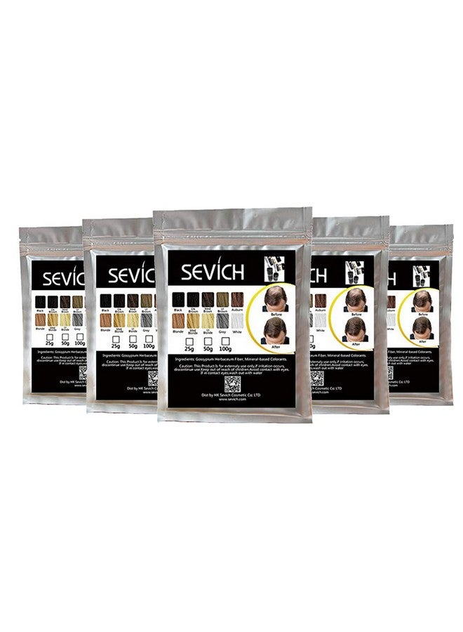 Sevich Sevich Hair Building Fiber Refill Bag (Black), Powder Based fibers | Natural Hair Thickening Fibre for Thin Hair Men & Women | Cover bald spot, 25gm (Pack of 5) - Image 1