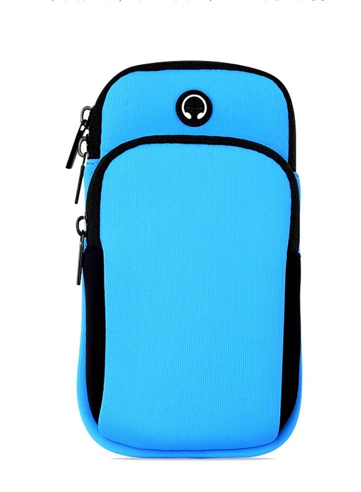 Arm Bag Universal Waterproof Multifunctional Double Pouch Sports Armband with Earphone Hole fit All Below 6 Inch Cellphone for Running, Gym, Outdoor, Workout - Image 1