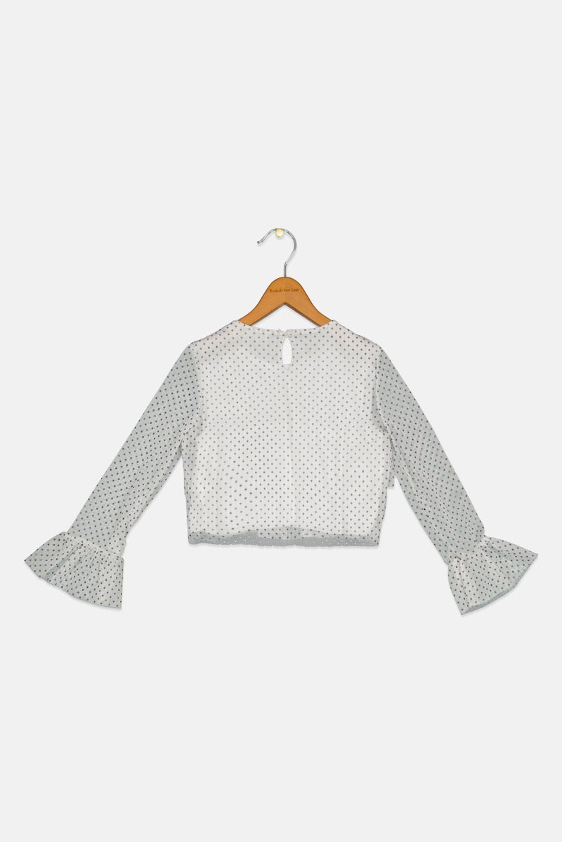 KOTON Kids Girl Long Sleeve Polka Dots Top, Multicolor - Image 3