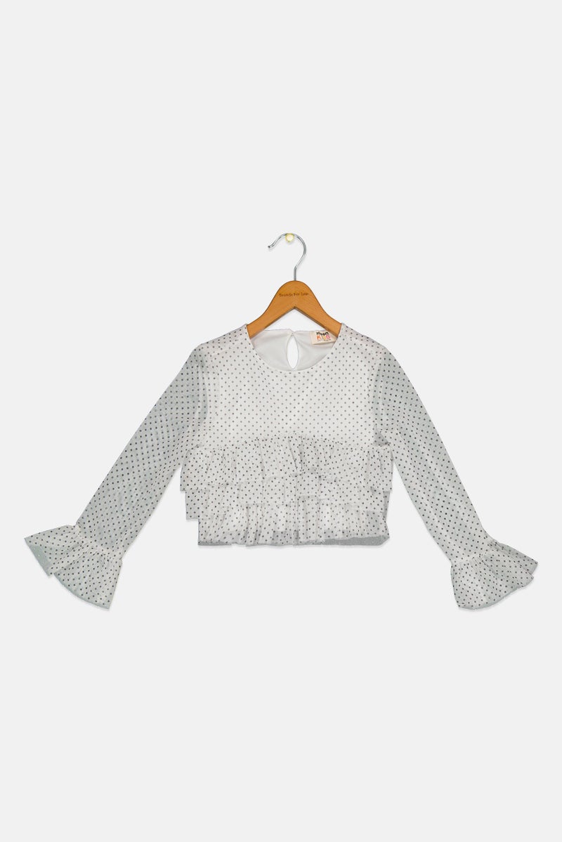 KOTON Kids Girl Long Sleeve Polka Dots Top, Multicolor - Image 2
