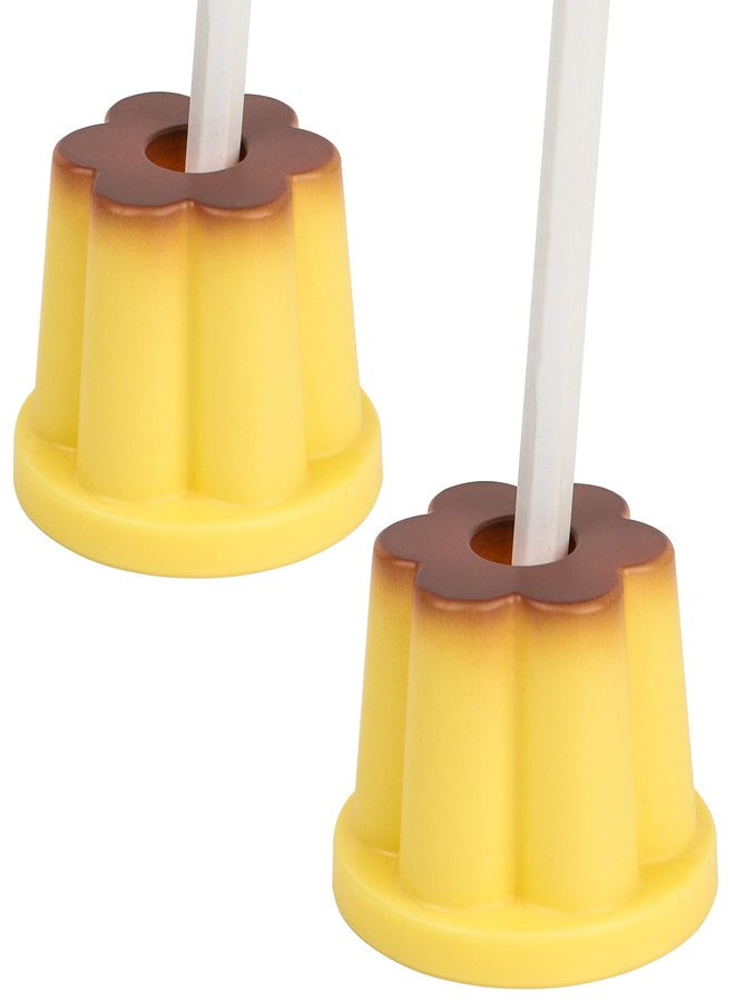 Umbrotiger Mini Pudding Pen Cups 2-Pack - Red-Yellow Gradient Brush Holders for Tiny Desks Cute Cosmetic Organizer Pods, Artist & Student Gift Set - Image 1