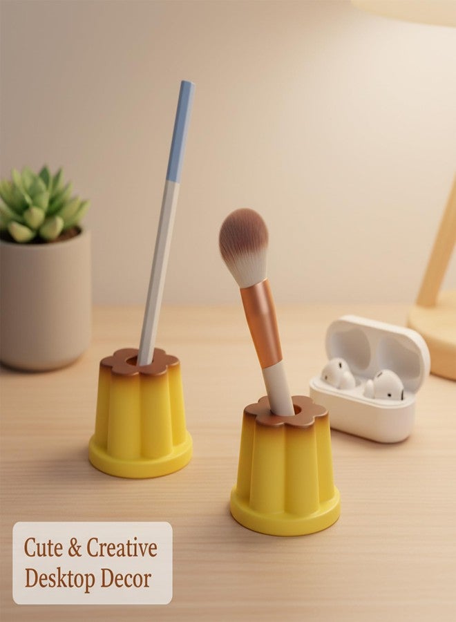 Umbrotiger Mini Pudding Pen Cups 2-Pack - Red-Yellow Gradient Brush Holders for Tiny Desks Cute Cosmetic Organizer Pods, Artist & Student Gift Set - Image 5