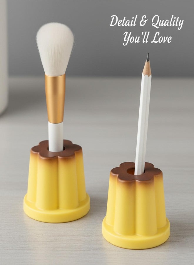 Umbrotiger Mini Pudding Pen Cups 2-Pack - Red-Yellow Gradient Brush Holders for Tiny Desks Cute Cosmetic Organizer Pods, Artist & Student Gift Set - Image 4